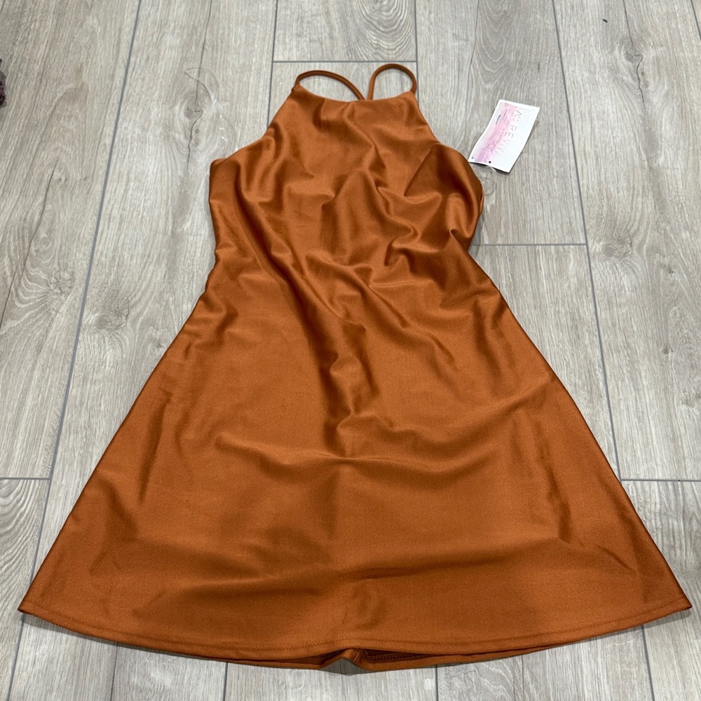 Elegant Orange Sleeveless Dress